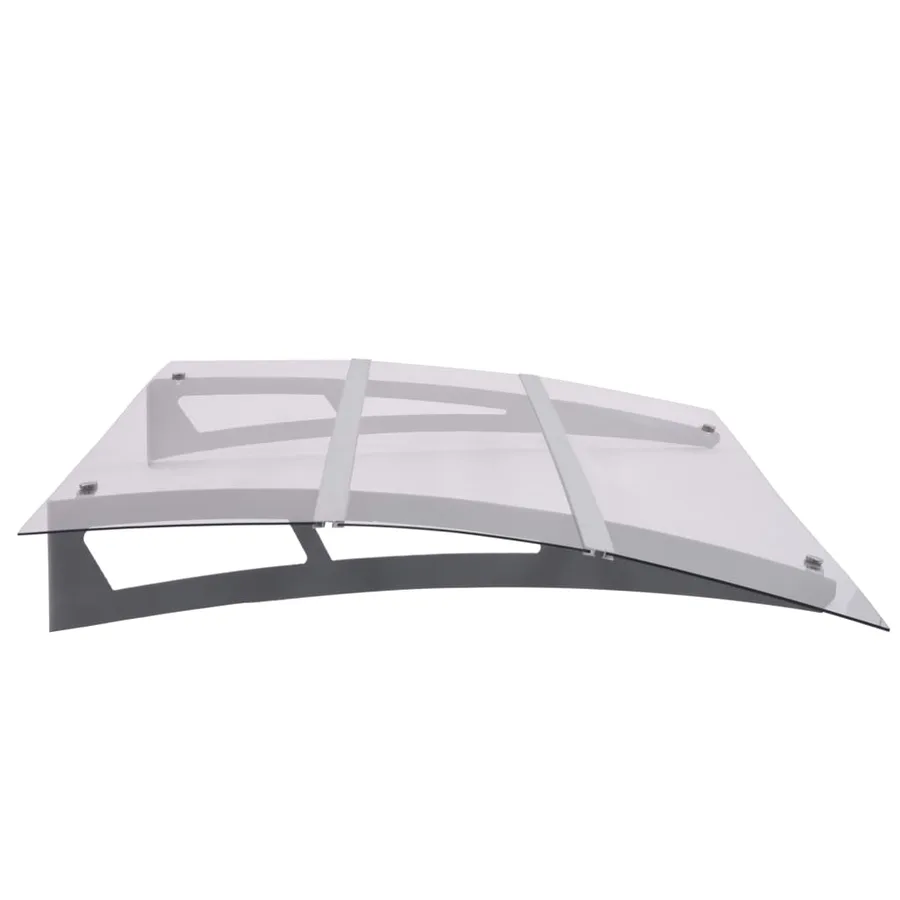Auvent de porte argenté et transparent 120x90 cm polycarbonate - 3