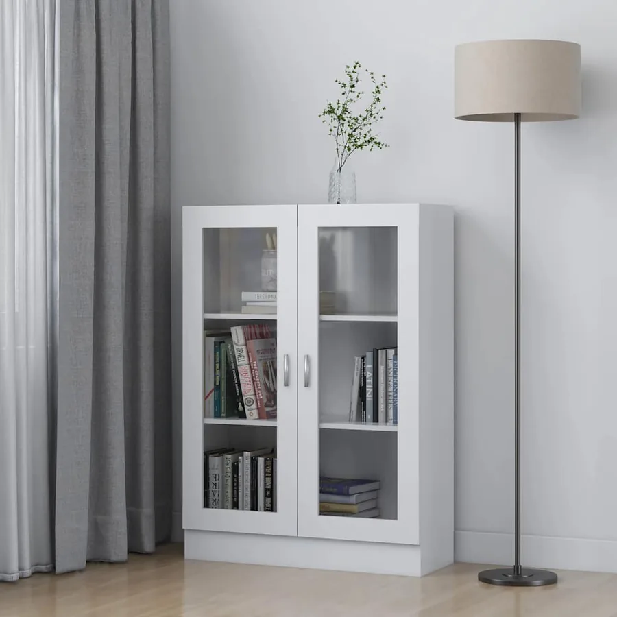 Armoire à vitrine Blanc 82,5x30,5x115 cm Bois d'ingénierie