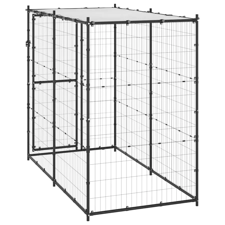 Chenil d'extérieur pour chiens Acier avec toit 110x220x180 cm - 4