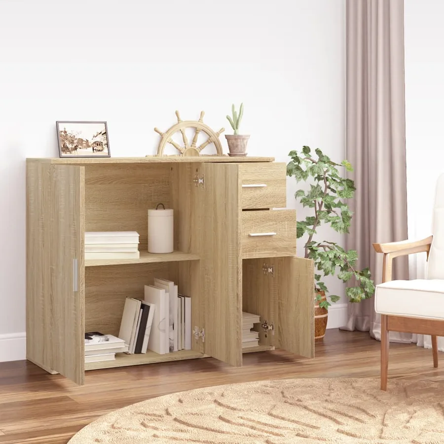 Buffet Chêne Sonoma 91x29,5x75 cm Bois d'ingénierie - 3