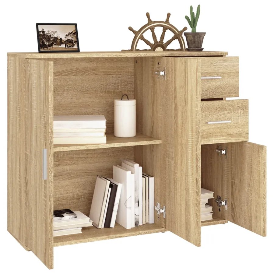 Buffet Chêne Sonoma 91x29,5x75 cm Bois d'ingénierie - 4