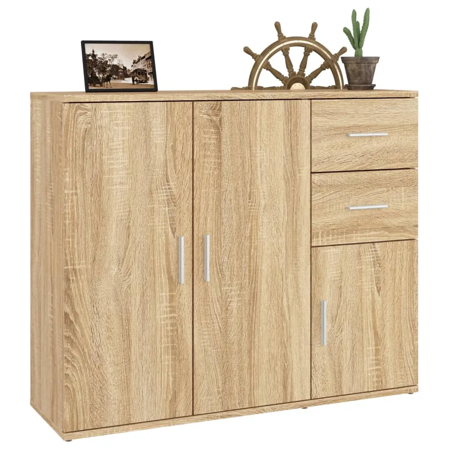 Buffet Chêne Sonoma 91x29,5x75 cm Bois d'ingénierie - 5