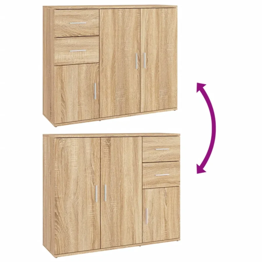 Buffet Chêne Sonoma 91x29,5x75 cm Bois d'ingénierie - 9