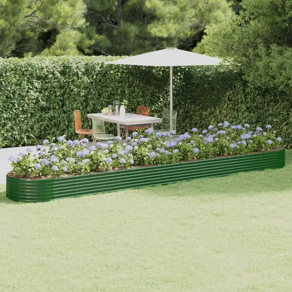 Lit surélevé de jardin Acier galvanisé 544x100x36cm Vert