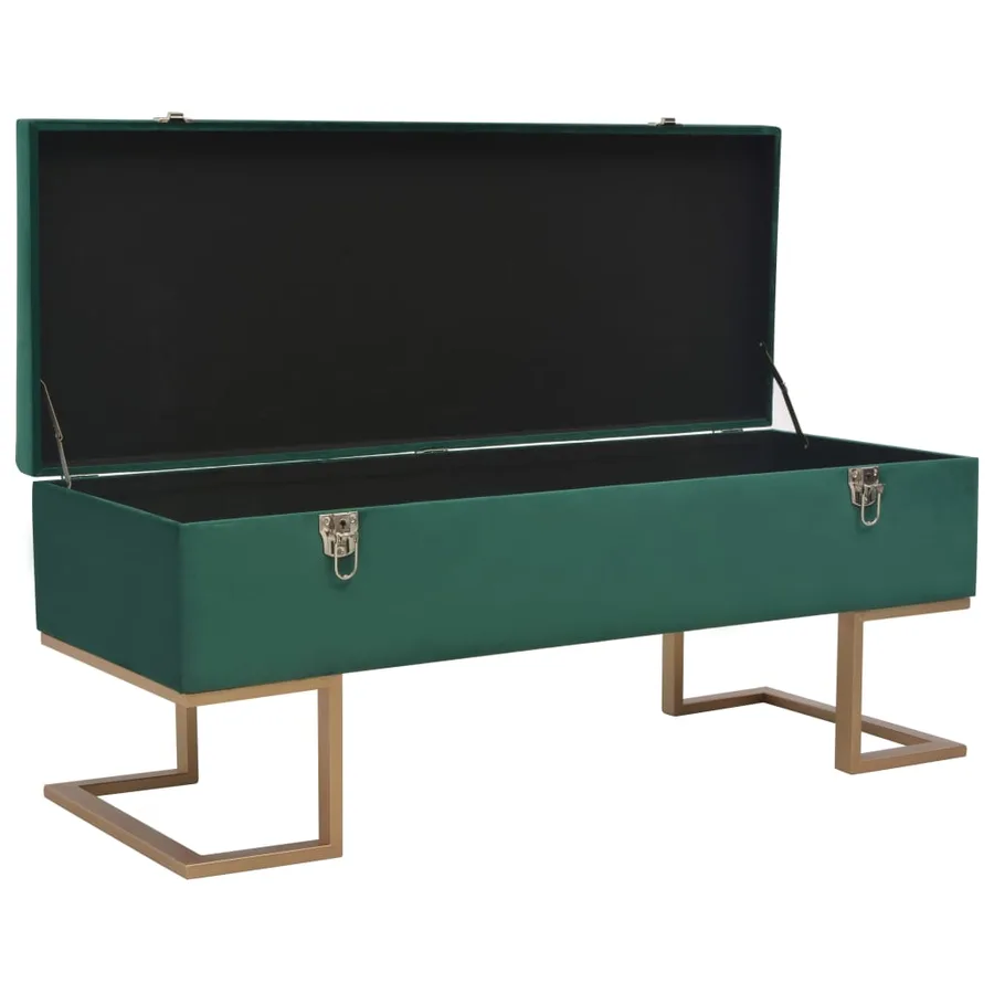 Banc avec compartiment de rangement 105 cm Vert Velours - 2