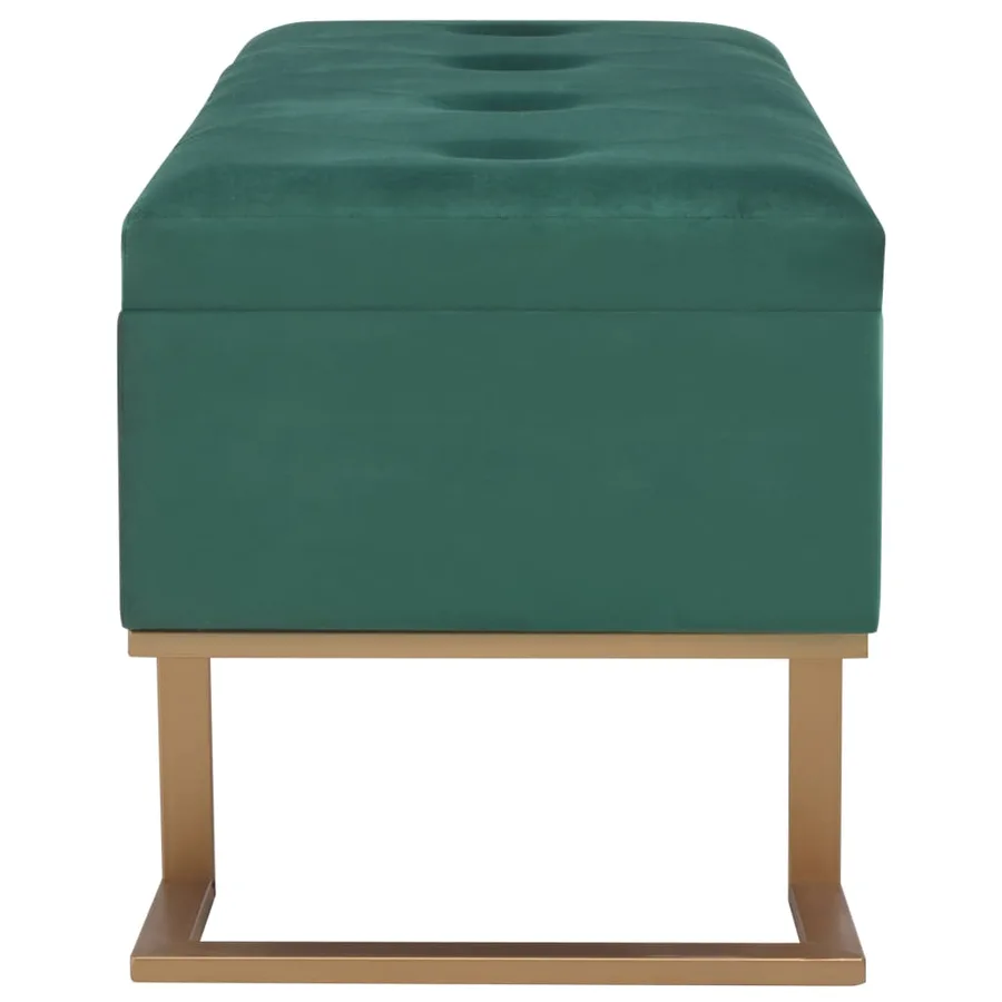 Banc avec compartiment de rangement 105 cm Vert Velours - 4