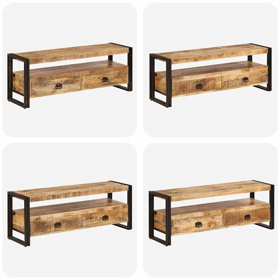 Meuble TV 120x35x45 cm Bois solide de manguier - 8