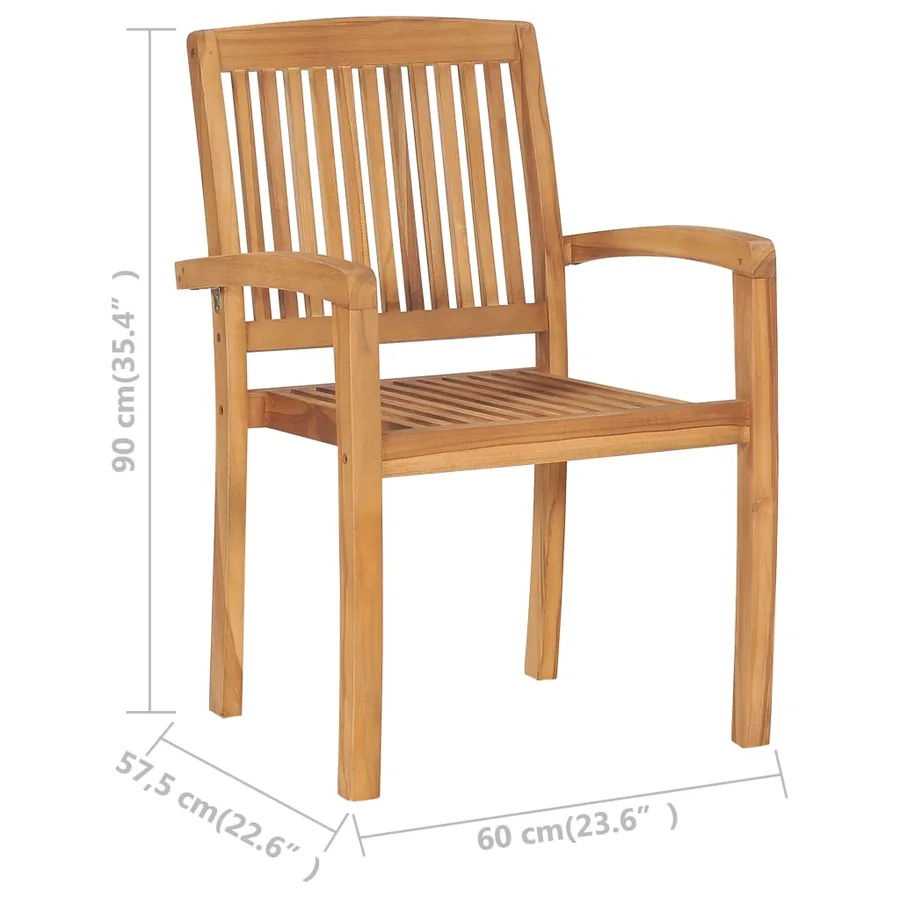 Chaises de jardin empilables avec coussins lot de 4 Teck solide - 37