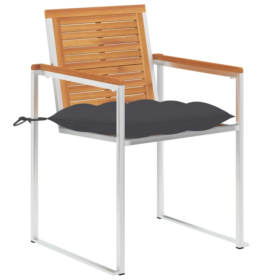 Chaises de jardin avec coussins lot de 2 Acacia solide et acier - 2