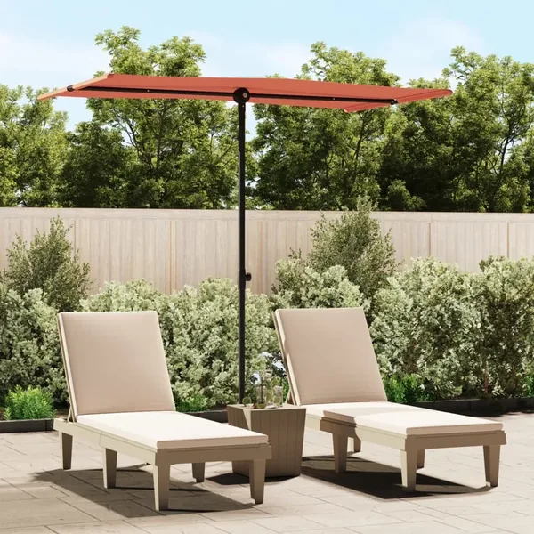 Parasol de jardin avec mât en aluminium 180x110 cm Terre cuite