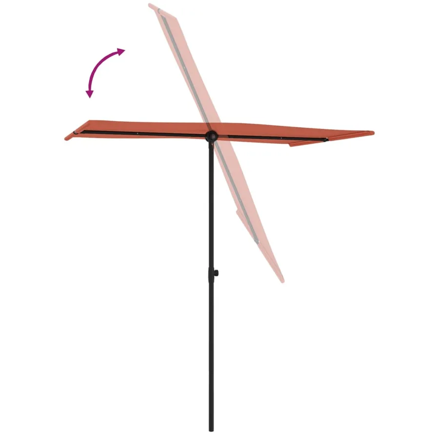 Parasol de jardin avec mât en aluminium 180x110 cm Terre cuite - 6