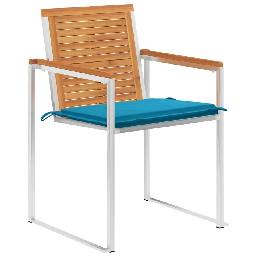 Chaises de jardin lot de 8 avec coussins Bois d'acacia solide - 2