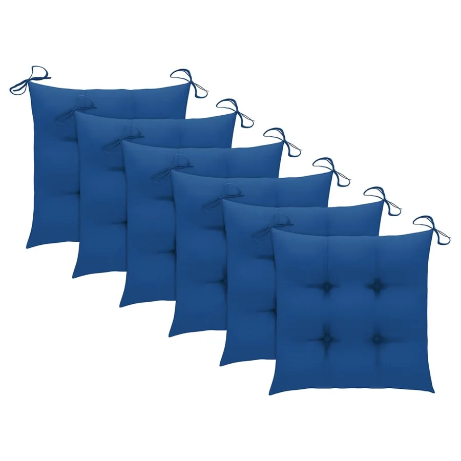 Chaises de jardin empilables avec coussins lot de 6 Teck solide - 7