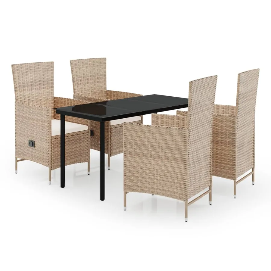 Ensemble à manger de jardin avec coussins 5 pcs Beige - 2