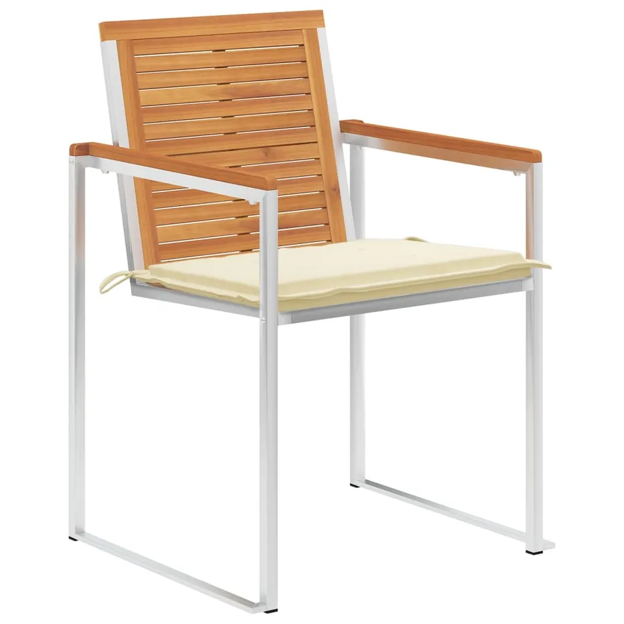 Chaises de jardin lot de 4 avec coussins Bois d'acacia massif - 2