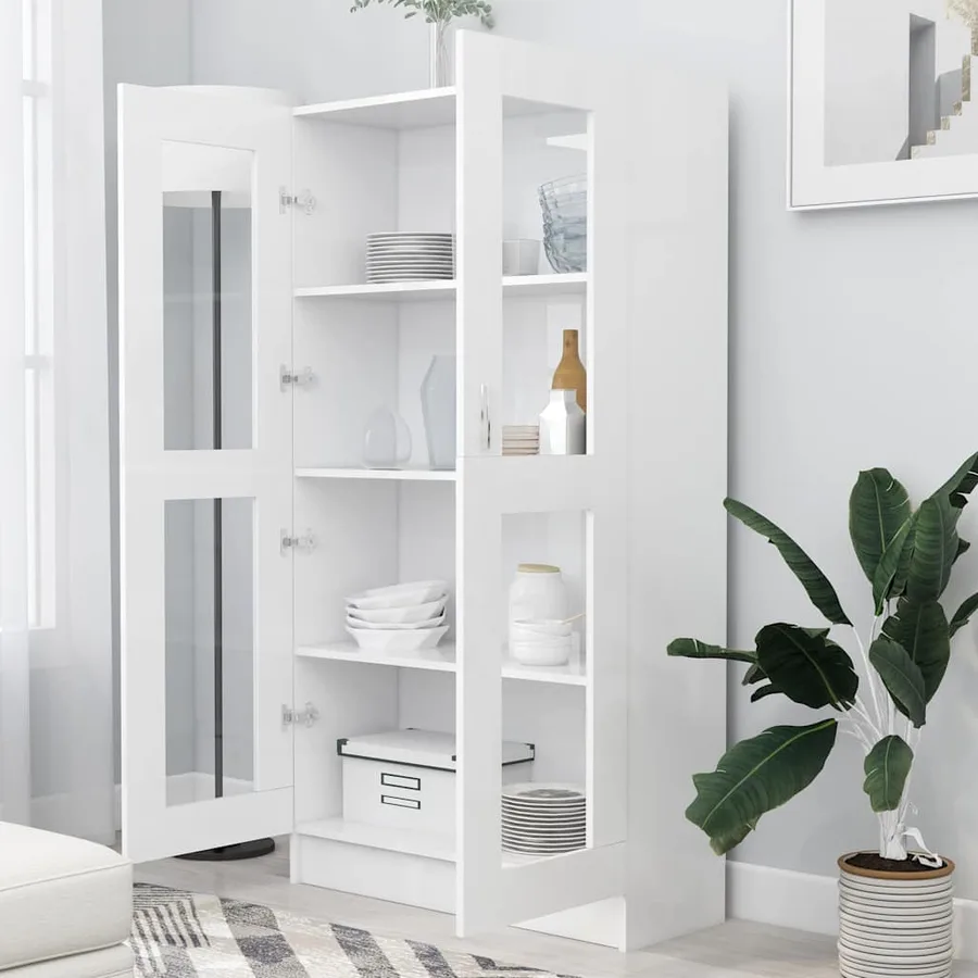 Armoire à vitrine Blanc 82,5x30,5x150 cm Bois d'ingénierie - 3