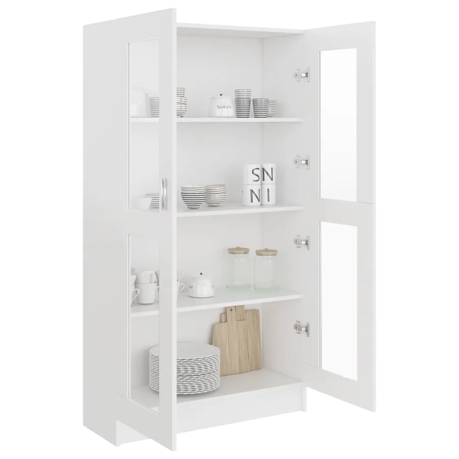 Armoire à vitrine Blanc 82,5x30,5x150 cm Bois d'ingénierie - 7