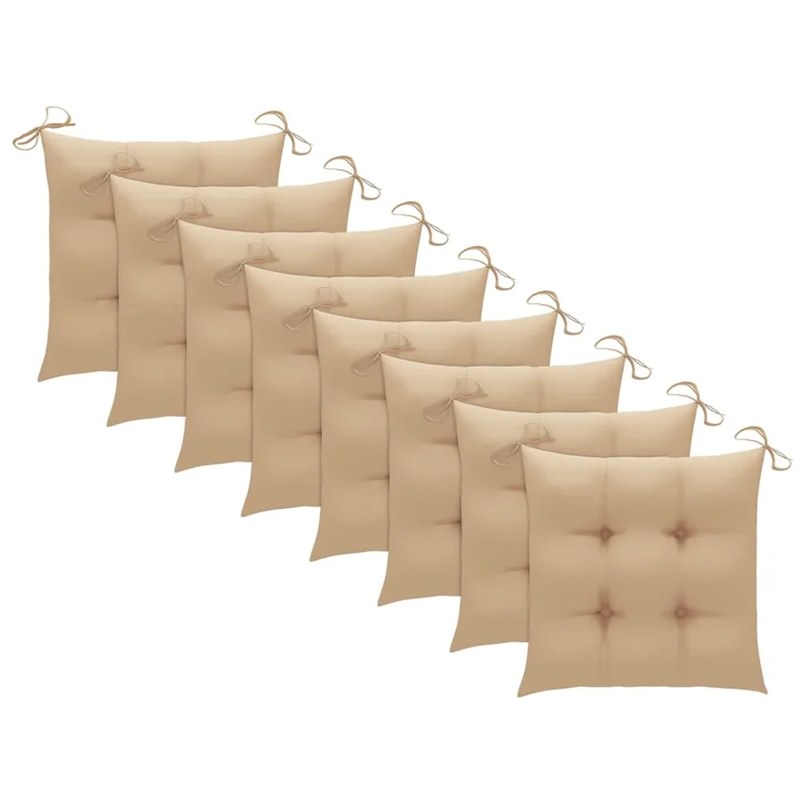 Chaises de jardin empilables avec coussins lot de 8 Teck solide - 7
