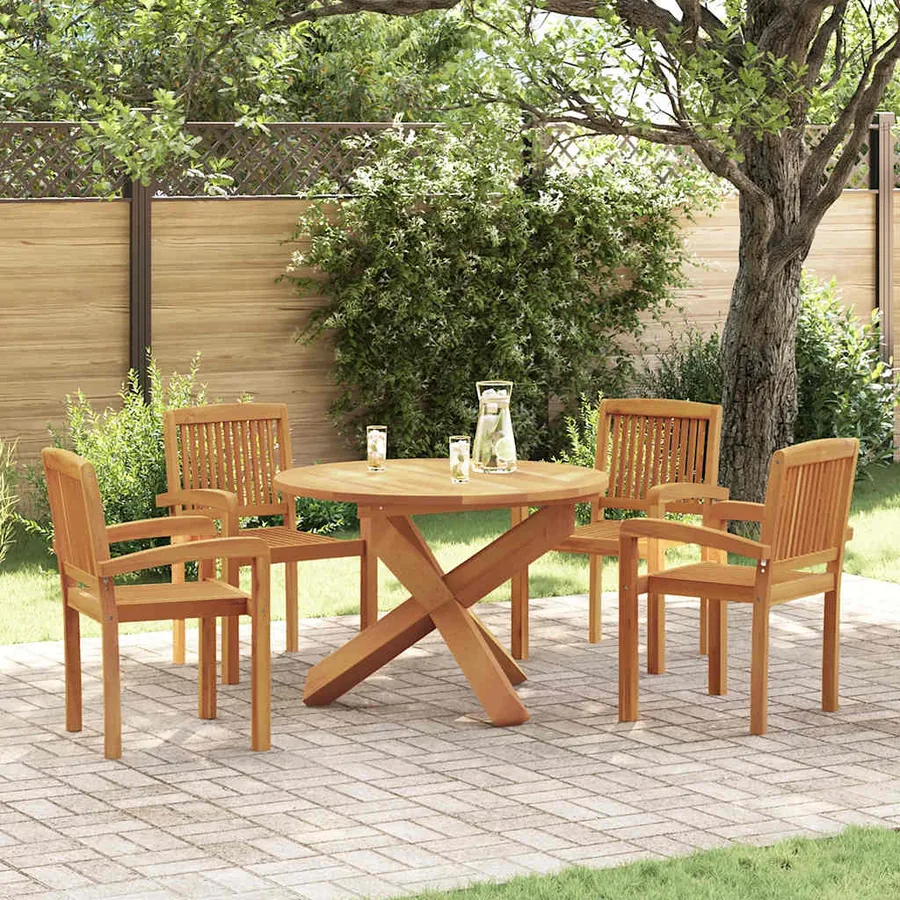 Ensemble à manger de jardin 5 pcs Bois de teck massif