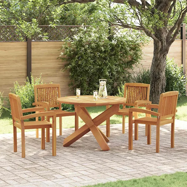 Ensemble à manger de jardin 5 pcs Bois de teck massif