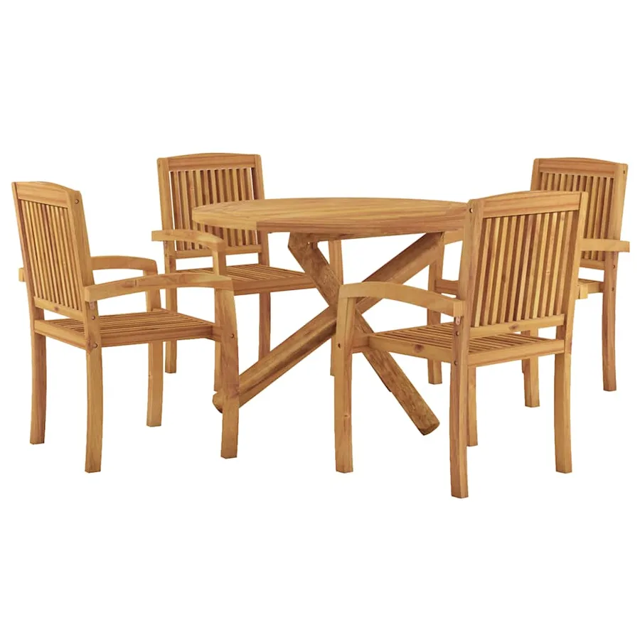 Ensemble à manger de jardin 5 pcs Bois de teck massif - 2