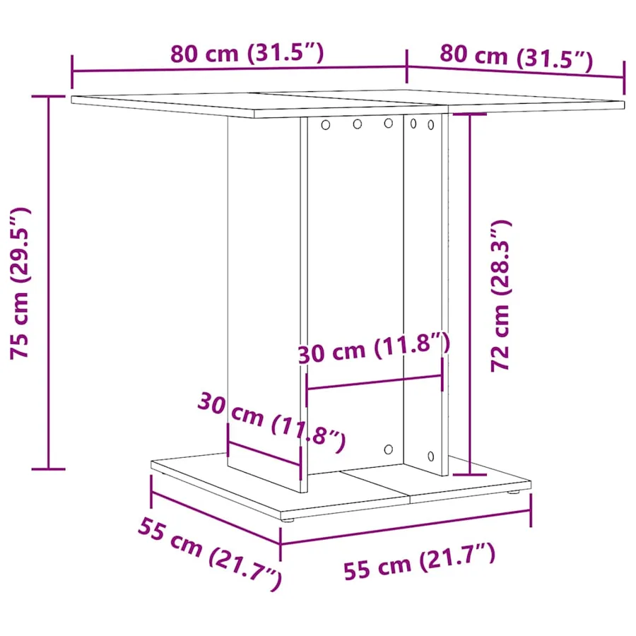 Table à manger Blanc 80x80x75 cm bois d'ingénierie - 6