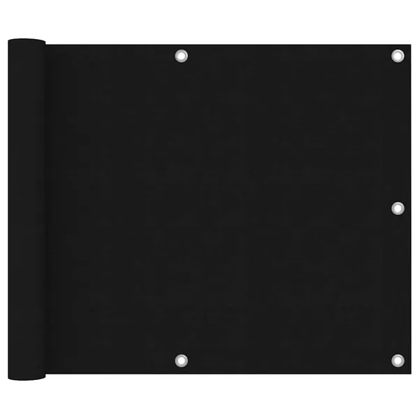 Écran de balcon Noir 75x600 cm Tissu Oxford