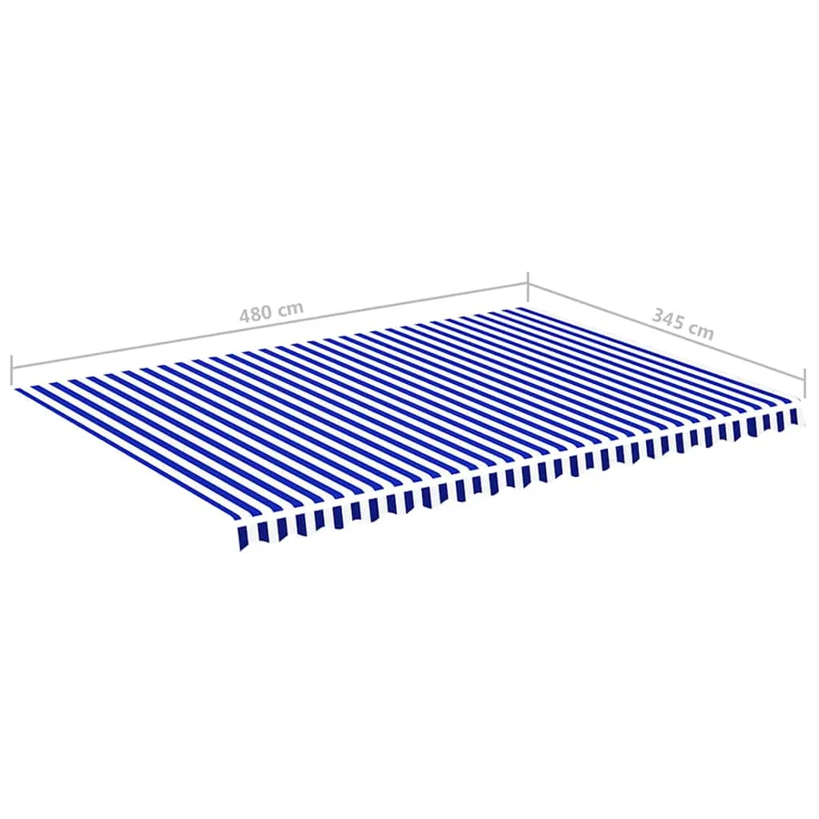 Tissu de remplacement pour auvent bleu et blanc 5x3,5 m polyester - 6