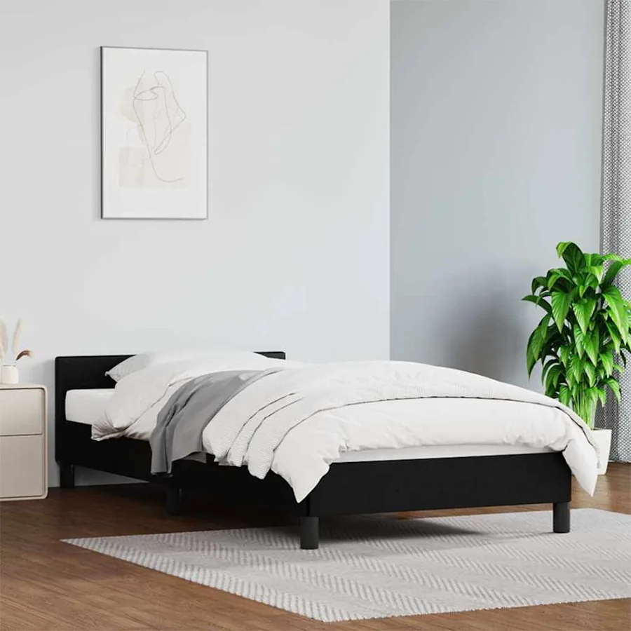 Cadre de lit avec tête de lit sans matelas noir 80x200 cm