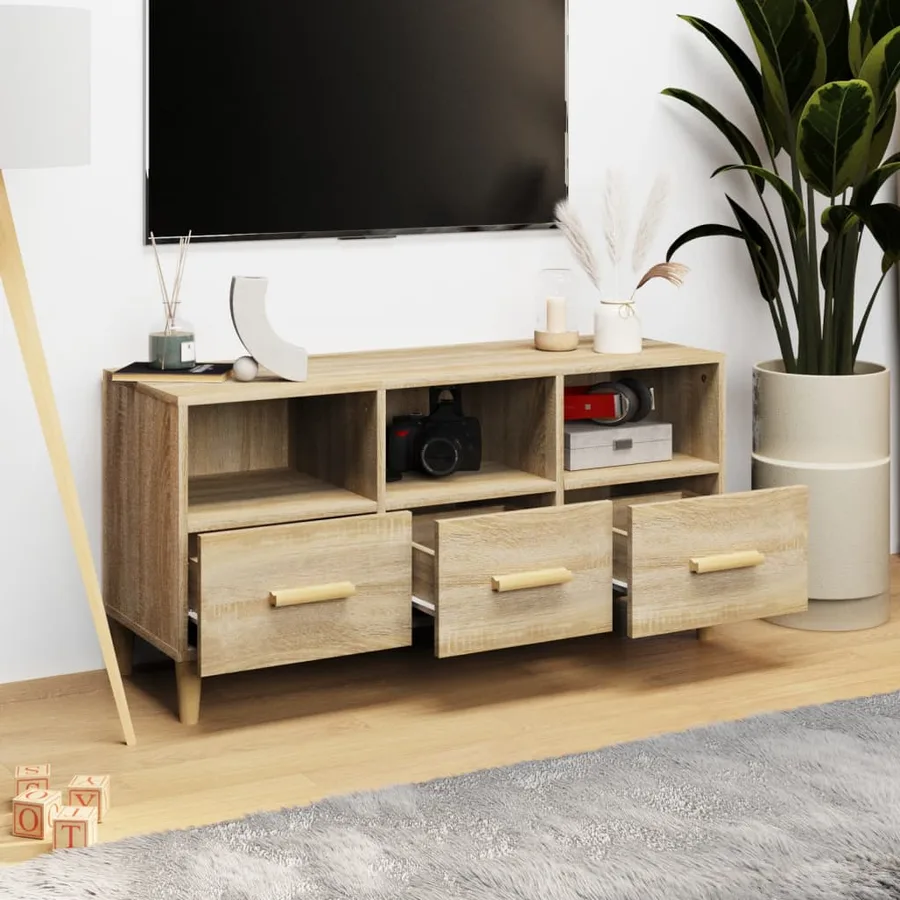 Meuble TV Chêne sonoma 102x36x50 cm Bois d'ingénierie - 3