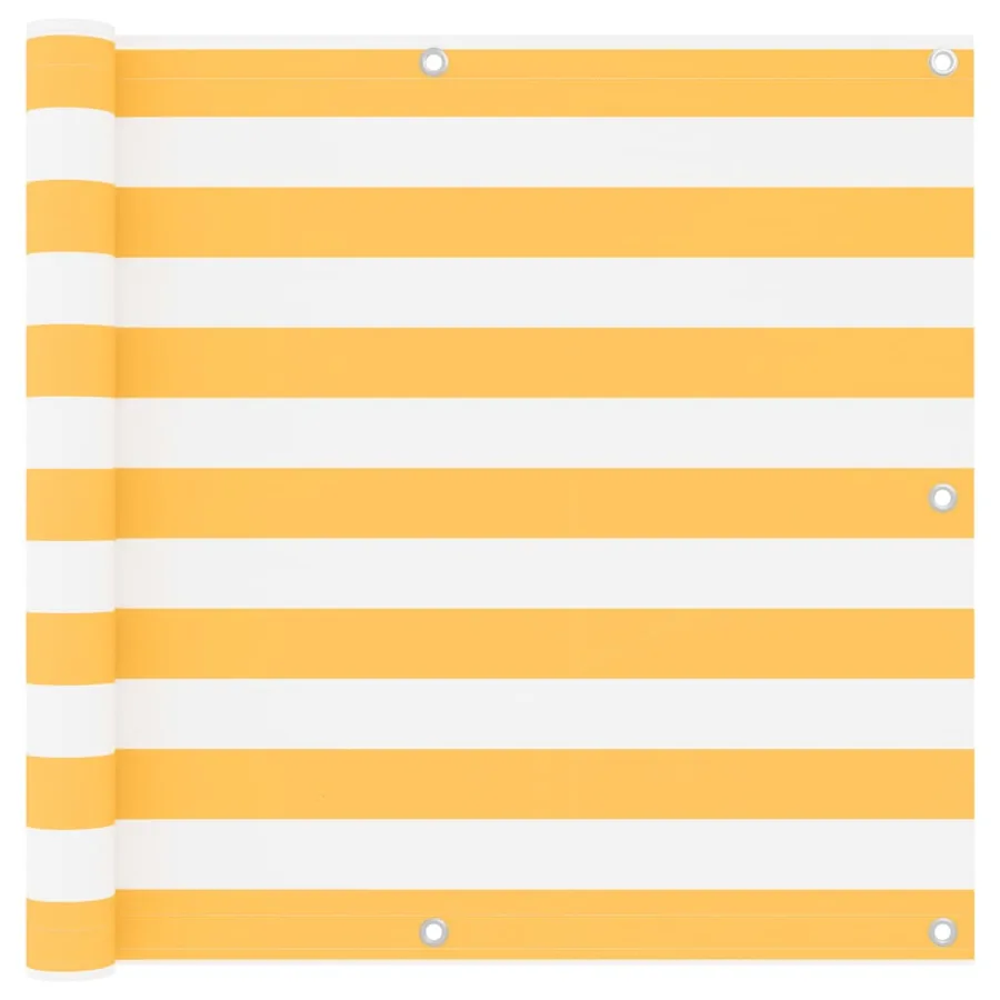 Écran de balcon Blanc et jaune 90x600 cm Tissu Oxford