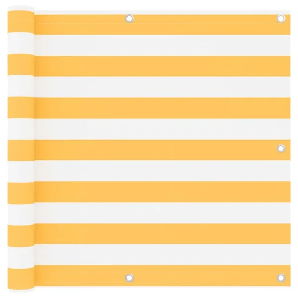 Écran de balcon Blanc et jaune 90x600 cm Tissu Oxford