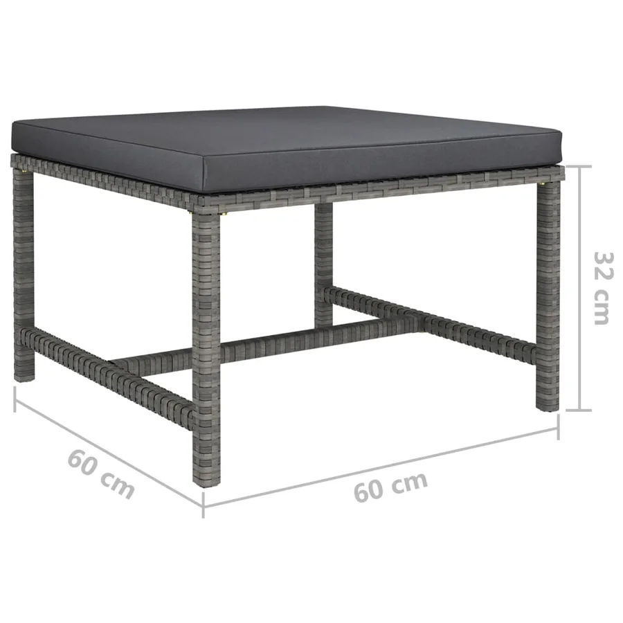 Salon de jardin 7 pcs avec coussins Résine tressée Gris - 12