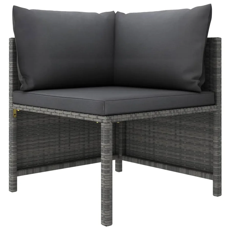 Salon de jardin 7 pcs avec coussins Résine tressée Gris - 3