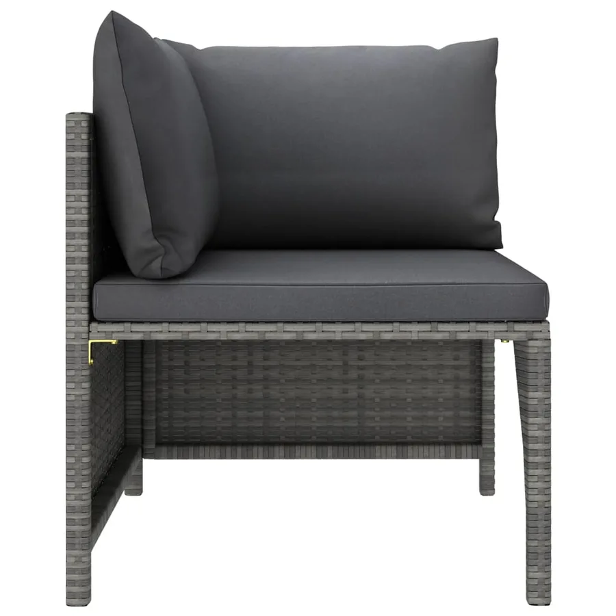 Salon de jardin 7 pcs avec coussins Résine tressée Gris - 4