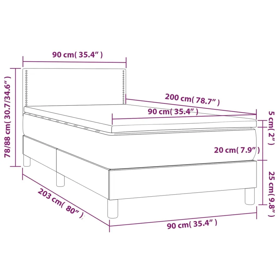 Sommier à lattes de lit avec matelas Gris clair 90x200 cm Tissu - 7