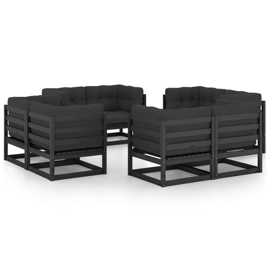 Salon de jardin 8 pcs avec coussins Bois de pin massif