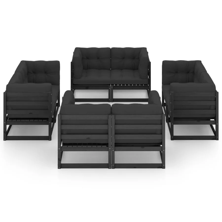Salon de jardin 8 pcs avec coussins Bois de pin massif - 2
