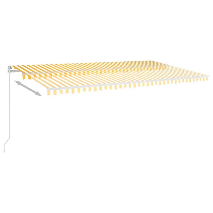 Auvent manuel rétractable avec LED 600x350 cm Jaune et blanc - 5