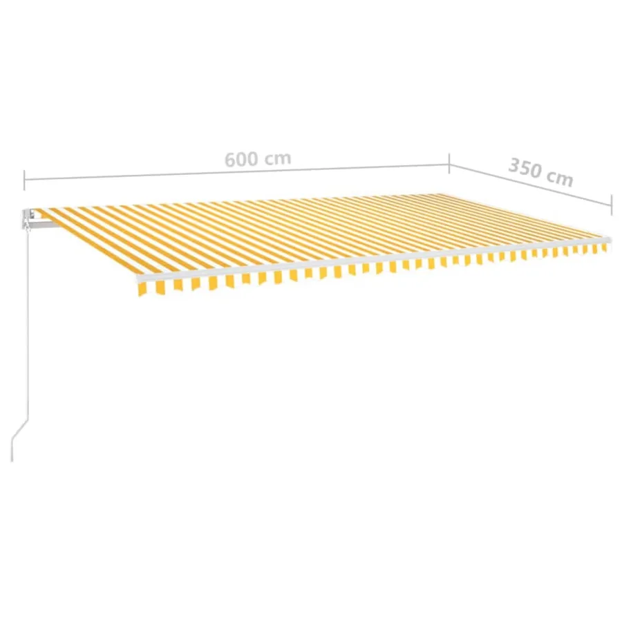 Auvent manuel rétractable avec LED 600x350 cm Jaune et blanc - 6