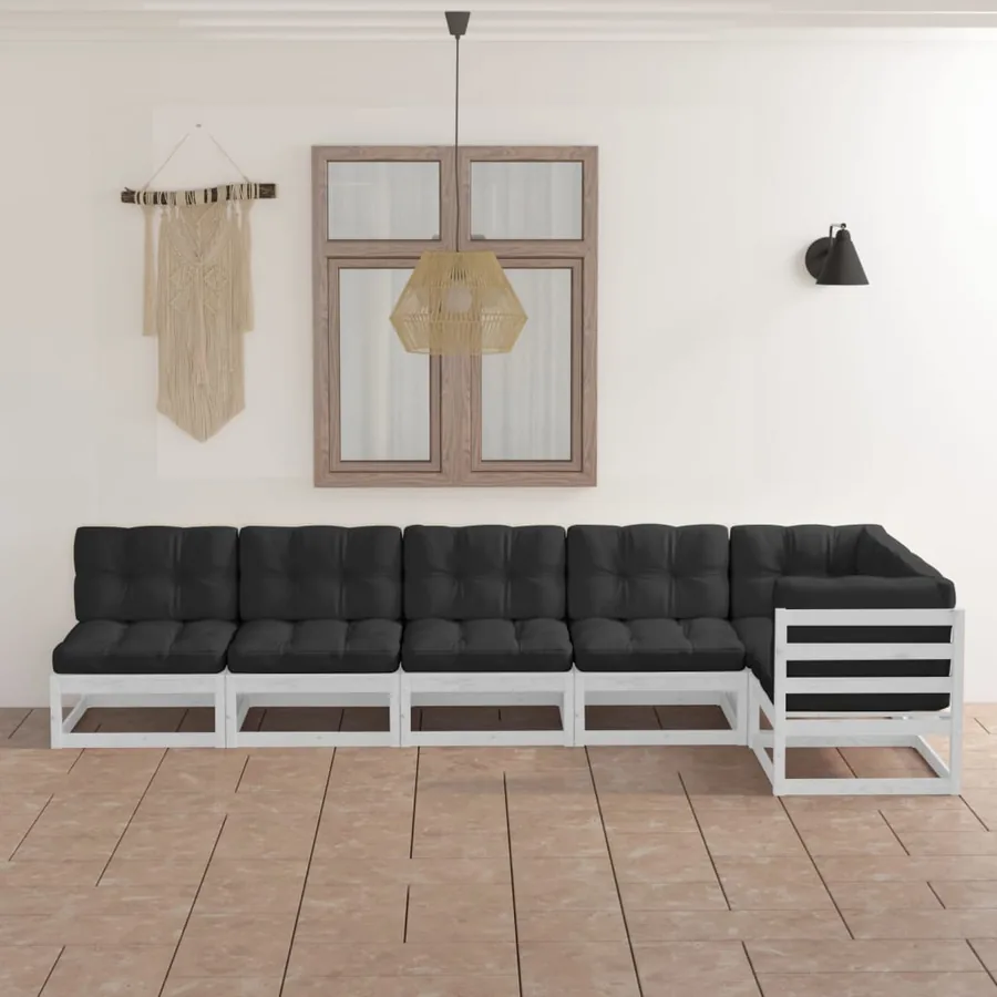 Salon de jardin 6 pcs avec coussins Bois de pin massif