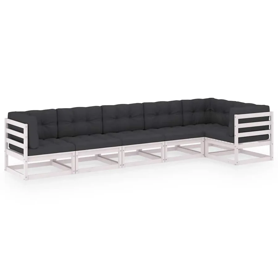 Salon de jardin 6 pcs avec coussins Bois de pin massif - 2