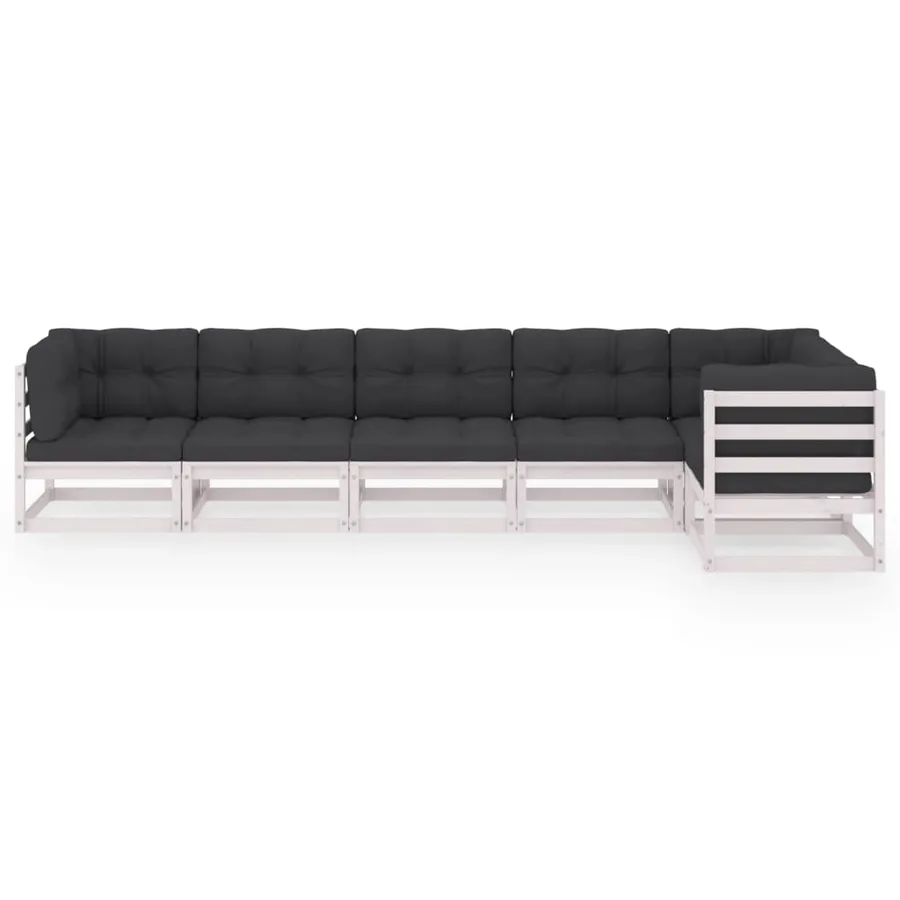 Salon de jardin 6 pcs avec coussins Bois de pin massif - 3