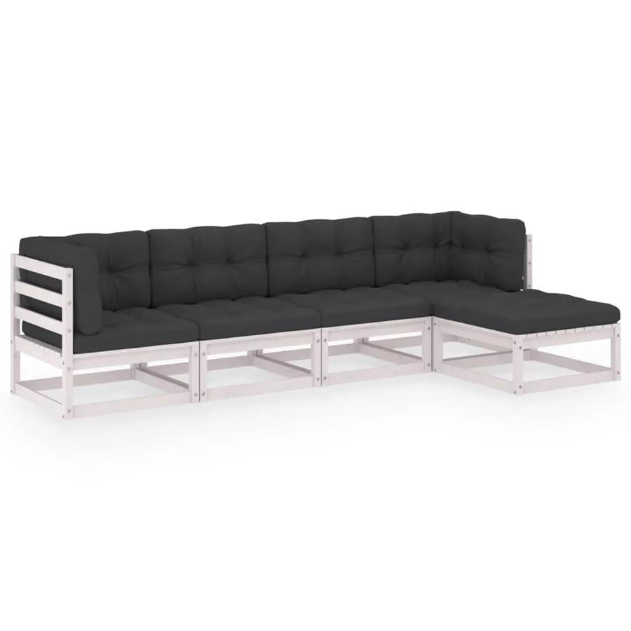 Salon de jardin 5 pcs avec coussins Bois de pin massif - 2