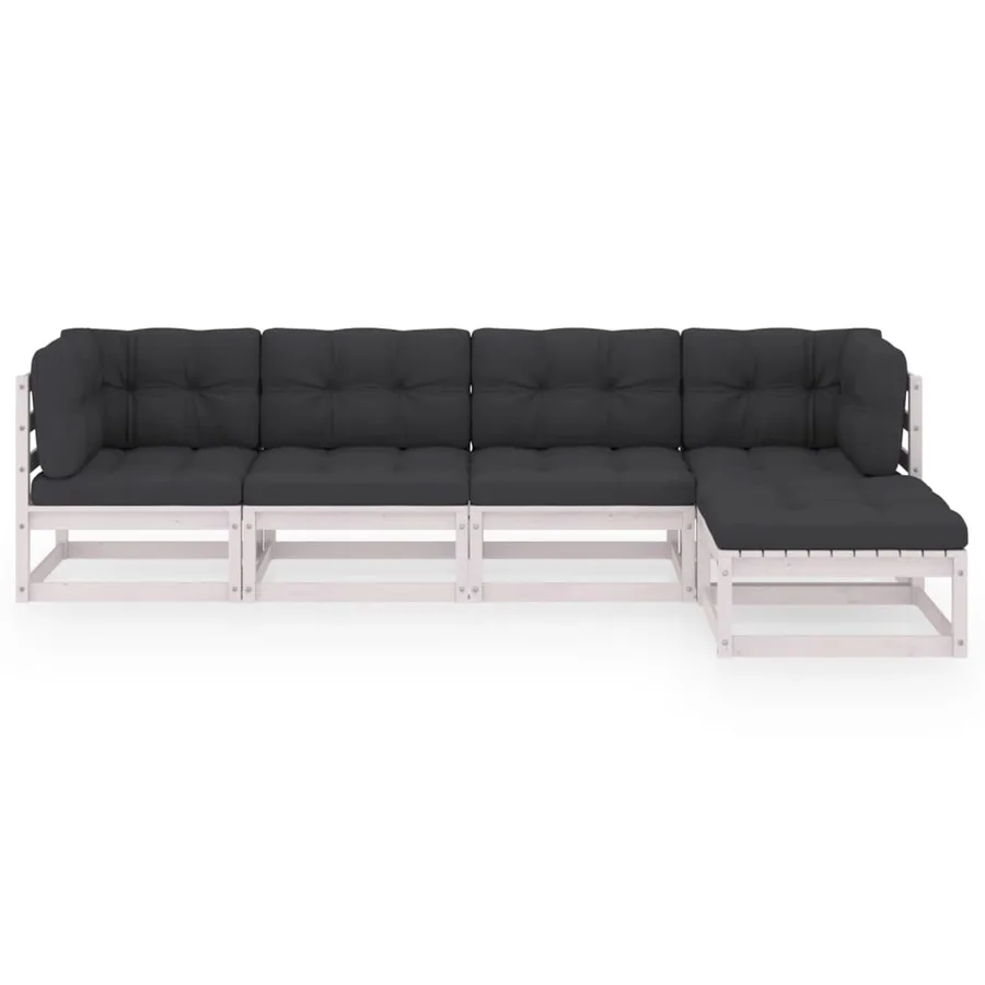 Salon de jardin 5 pcs avec coussins Bois de pin massif - 3