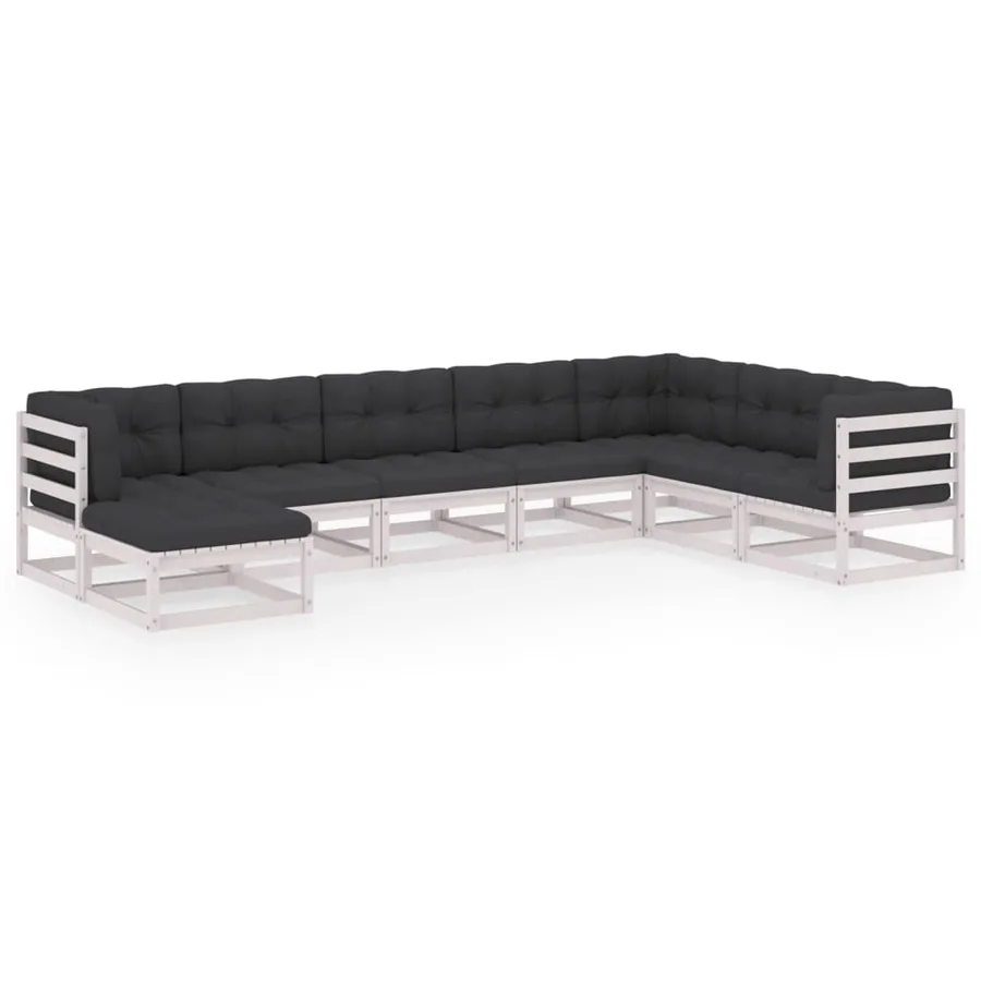 Salon de jardin 8 pcs avec coussins Bois de pin massif - 2