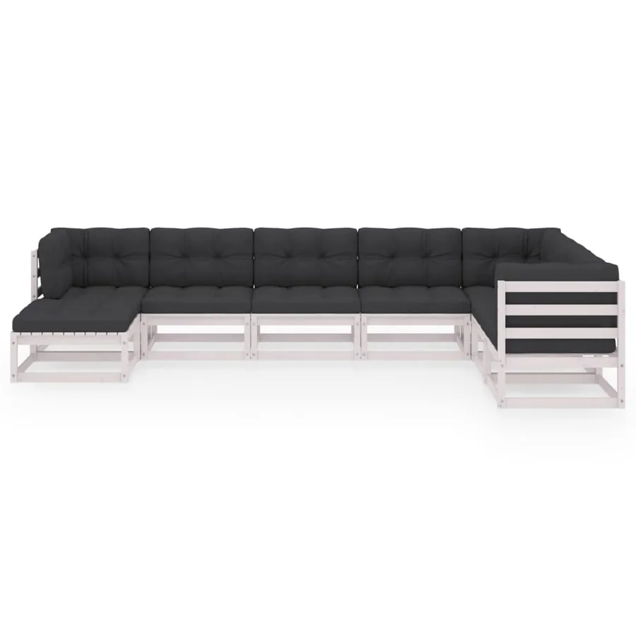Salon de jardin 8 pcs avec coussins Bois de pin massif - 3