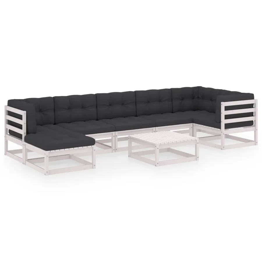 Salon de jardin 8 pcs avec coussins Bois de pin massif - 2