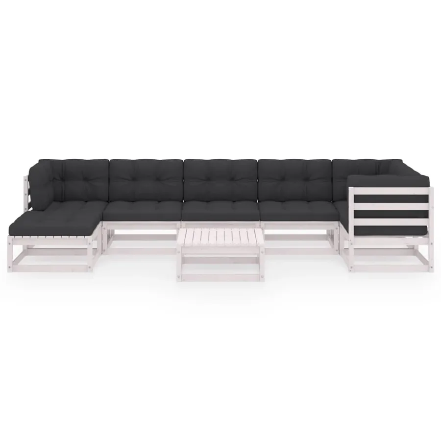 Salon de jardin 8 pcs avec coussins Bois de pin massif - 3
