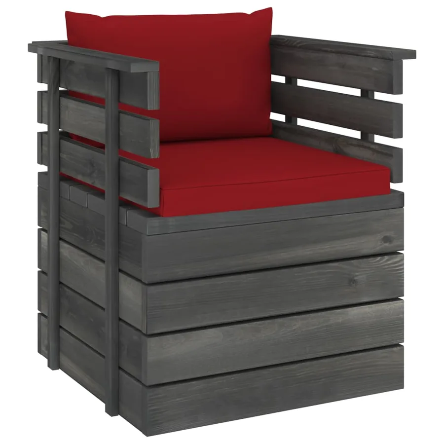 Fauteuil de jardin avec coussins Bois de pin - 2